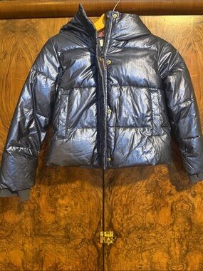 Crewcuts Metallic Navy Puffer Jacket size 8